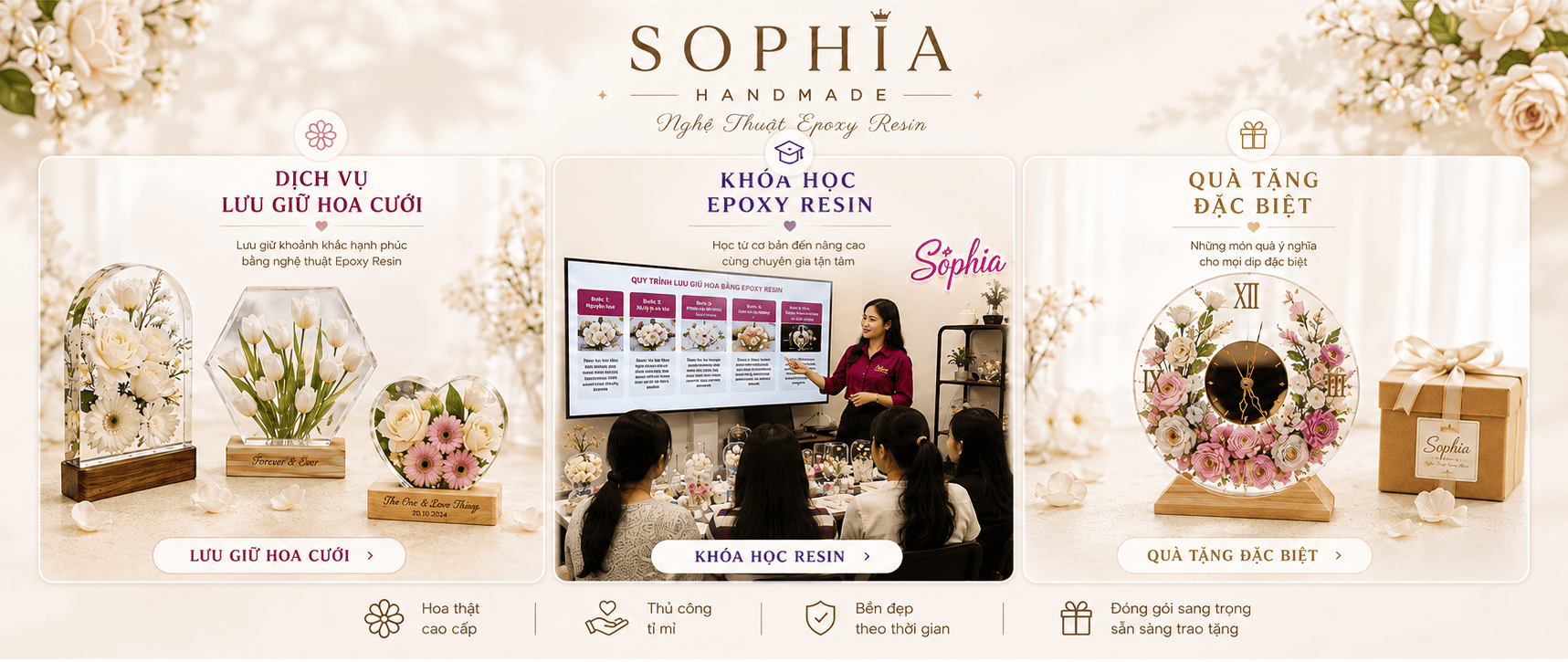 Dịch vụ lưu giữ hoa cưới sophia