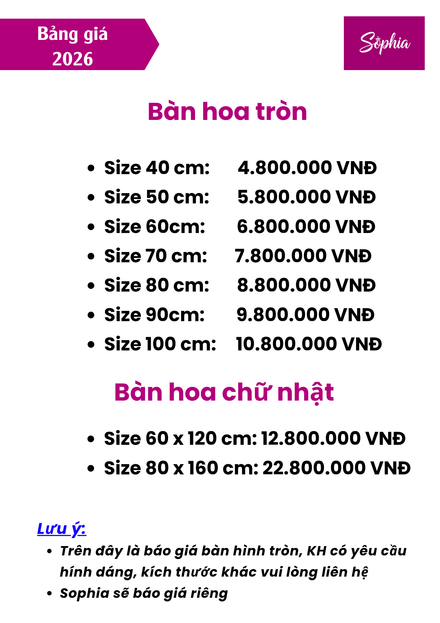 báo giá bàn hoa cưới